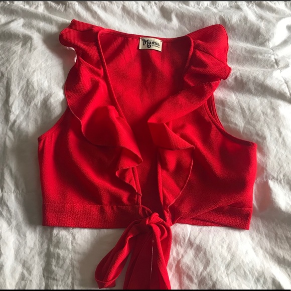 Show Me Your MuMu Red Tie Top - Picture 2 of 5